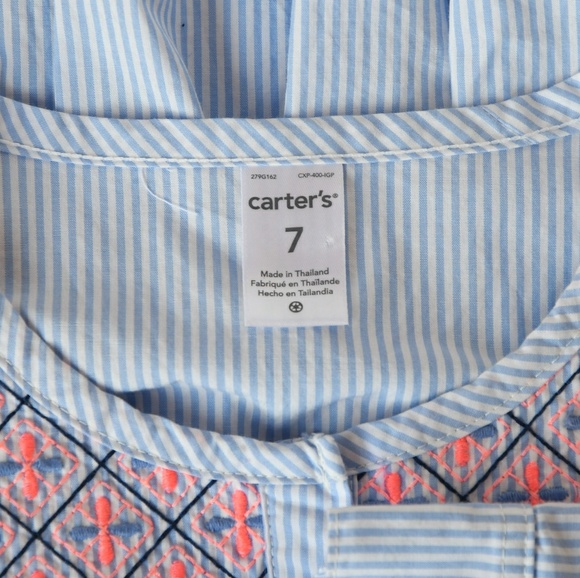 Carter's Pinstripe Embroidered Dropwaist Tunic - Picture 2 of 2